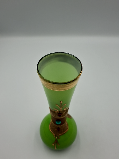 Bohemisk glas Grøn blomster vase